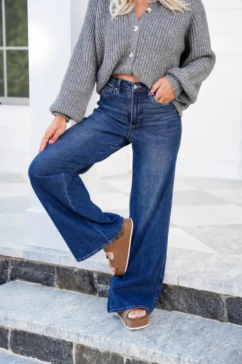 High Rise Tummy Control Wide Leg Jeans (Buy 2 Free Shipping)
