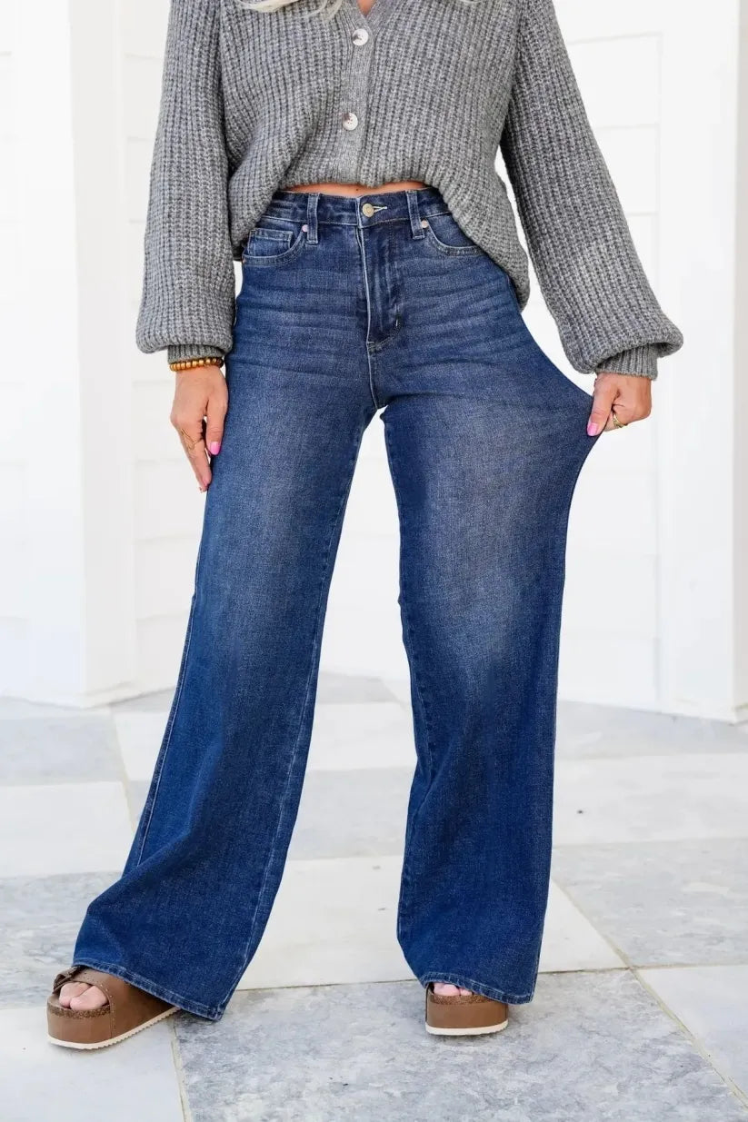 High Rise Tummy Control Wide Leg Jeans (Buy 2 Free Shipping)