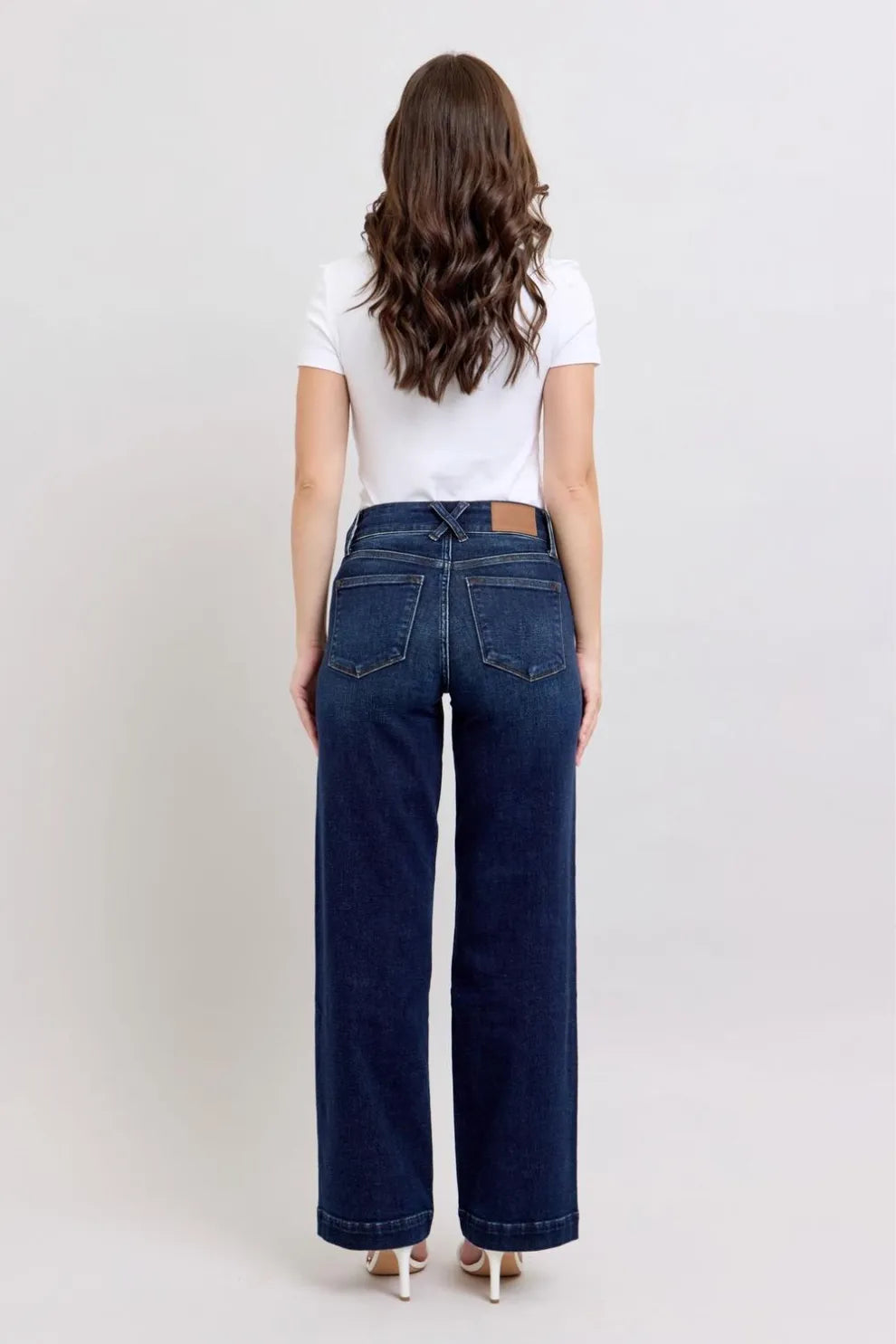 High Rise Double Button Wide Leg Jeans (Buy 2 Free Shipping)