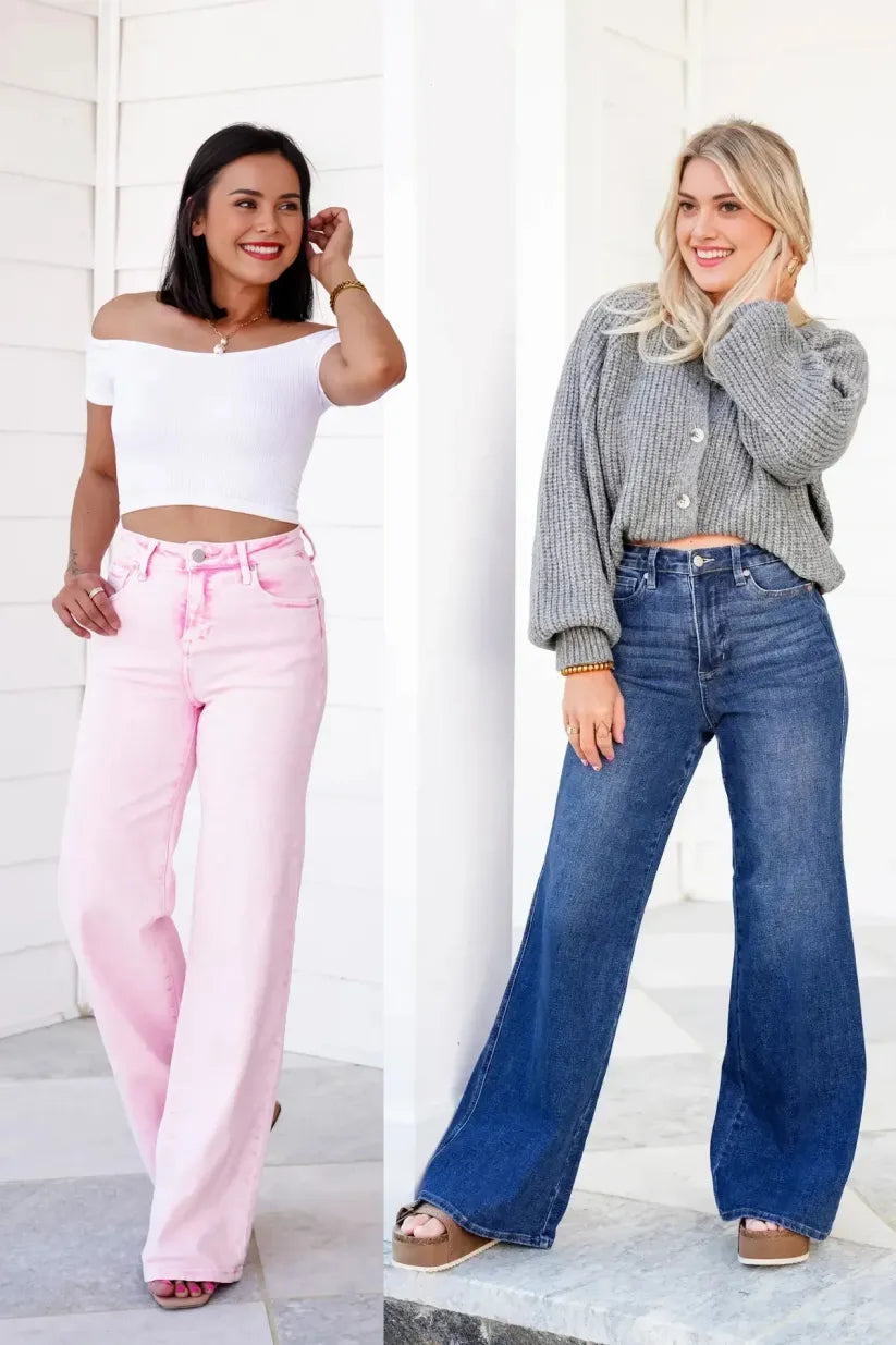 High Rise Tummy Control Wide Leg Jeans (Buy 2 Free Shipping)
