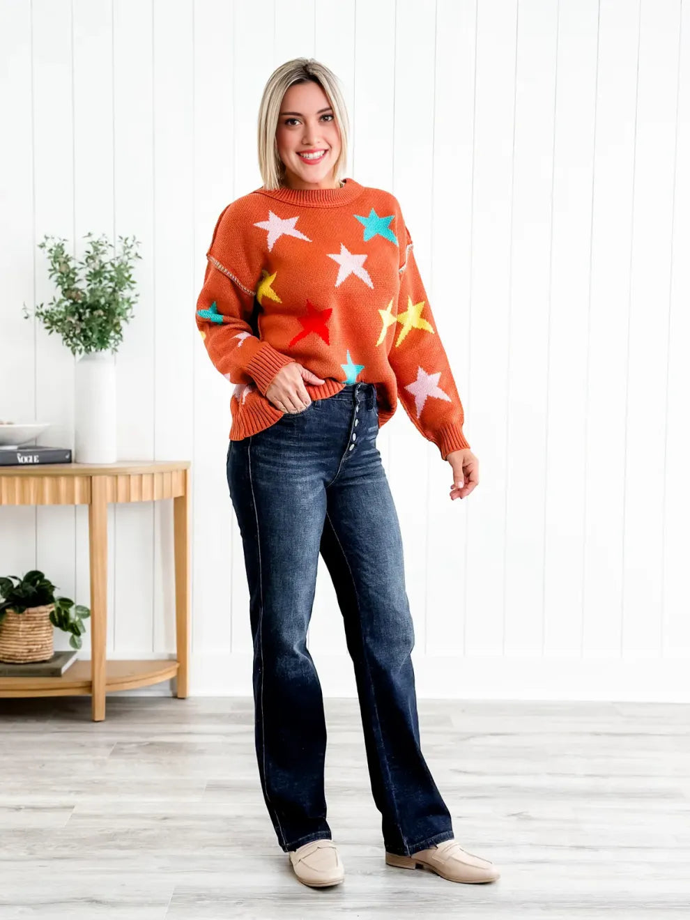 Mid Rise Button Fly Bootcut Jeans (Buy 2 Free Shipping)