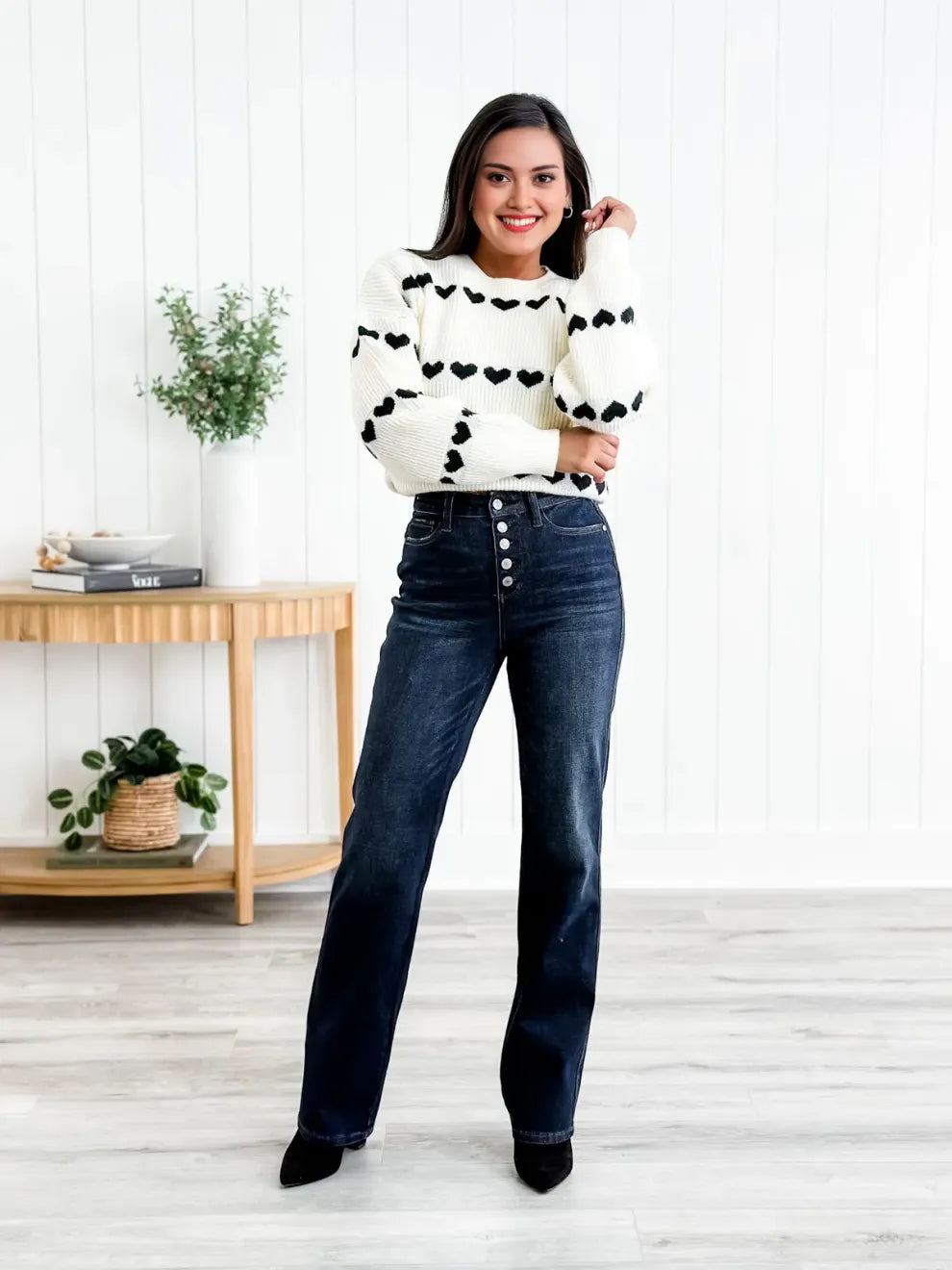 Mid Rise Button Fly Bootcut Jeans (Buy 2 Free Shipping)