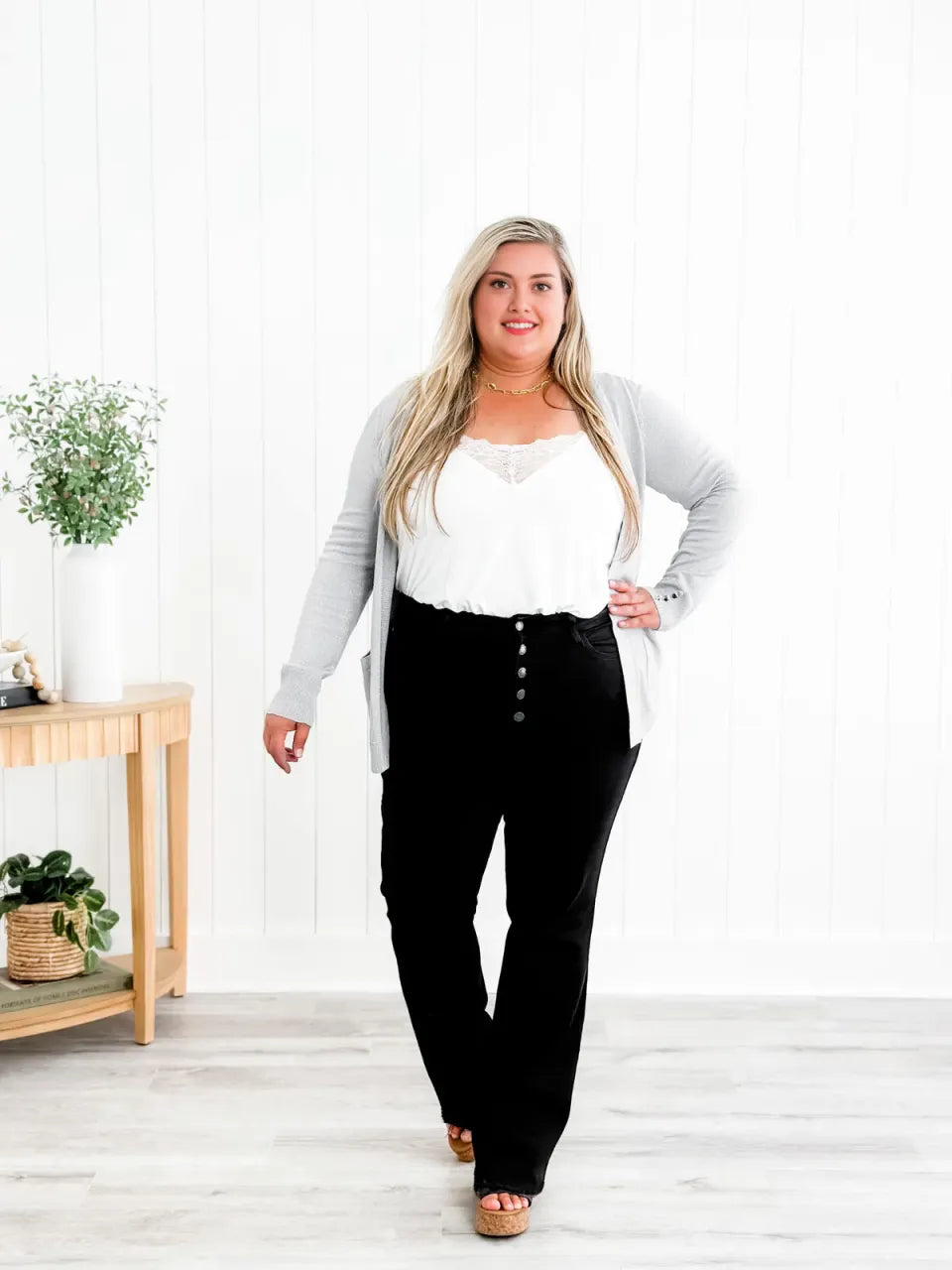 Mid Rise Button Fly Bootcut Jeans (Buy 2 Free Shipping)